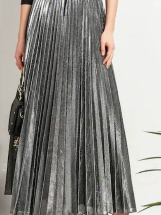 J. Crew Metallic Pleated Maxi Skirt In Silver